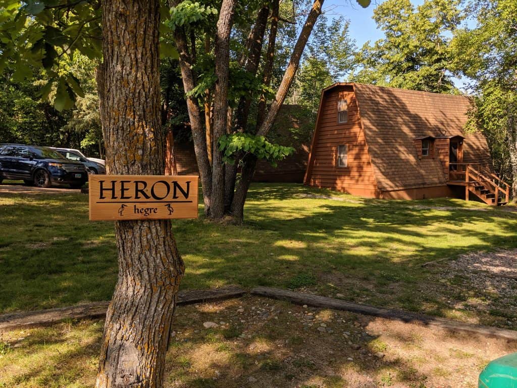 Heron Cabin Sign and Exterior